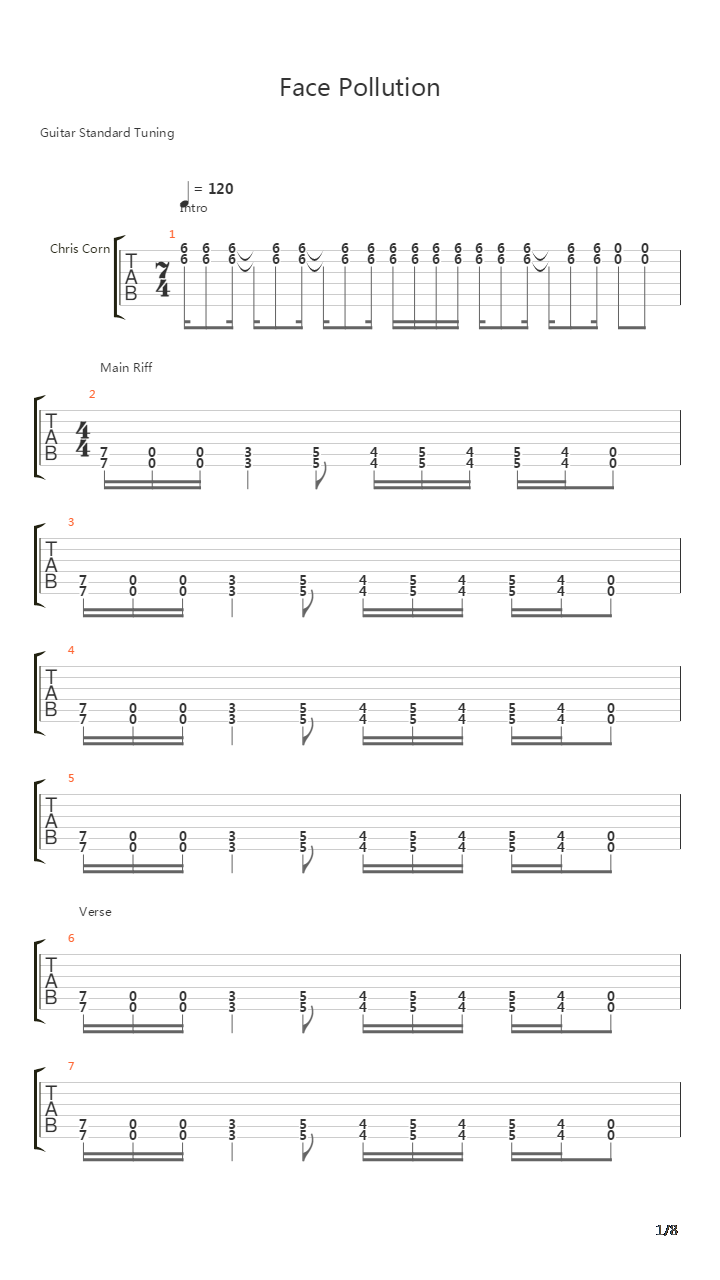 Face Pollution吉他谱