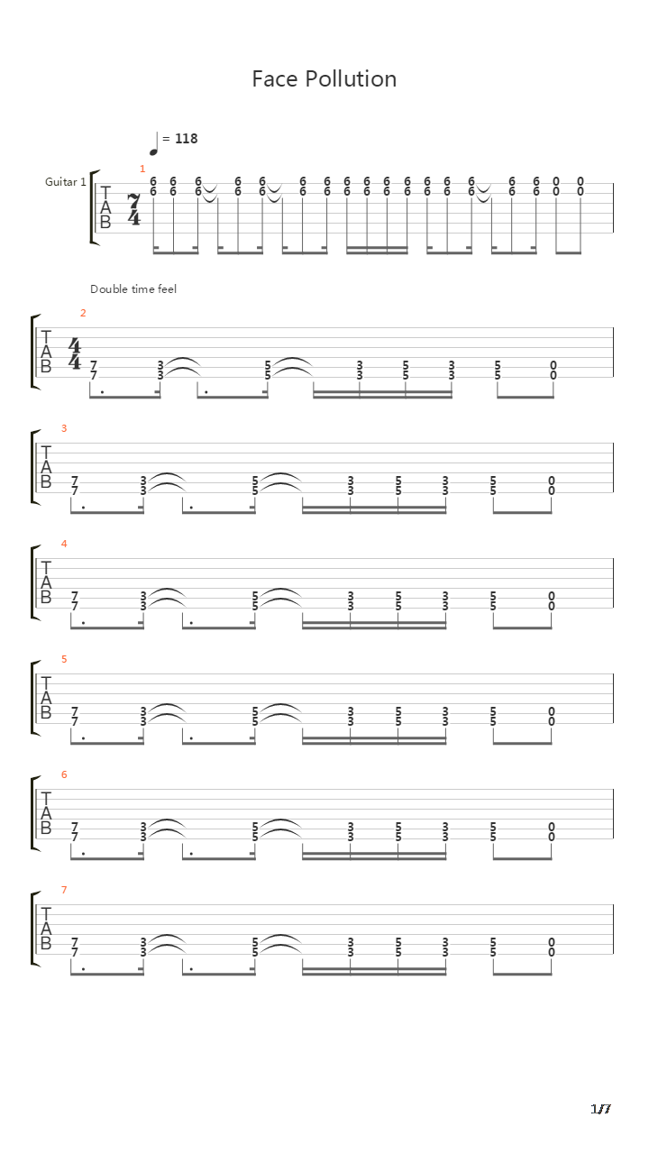 Face Pollution吉他谱