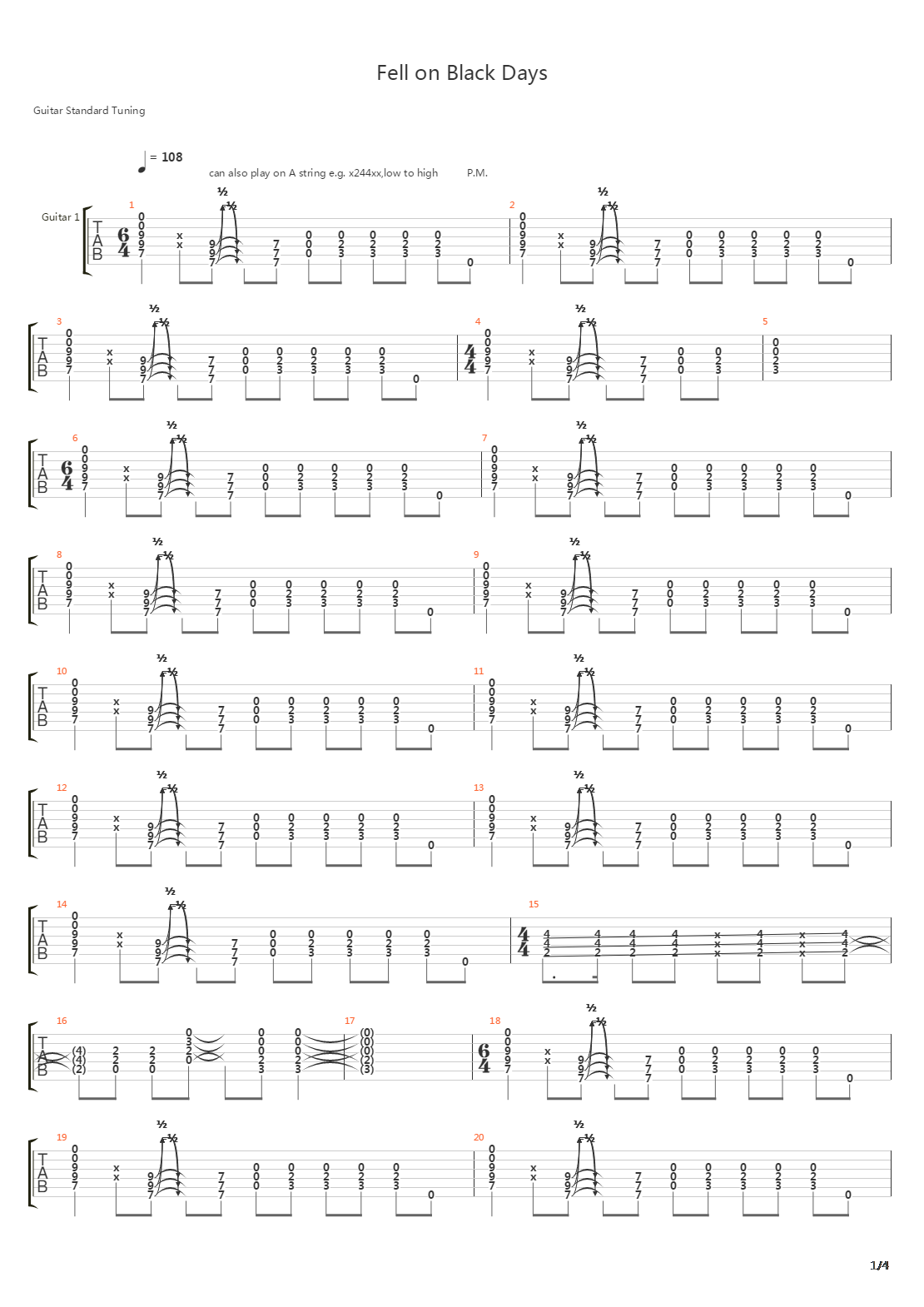 Fell On Black Days吉他谱