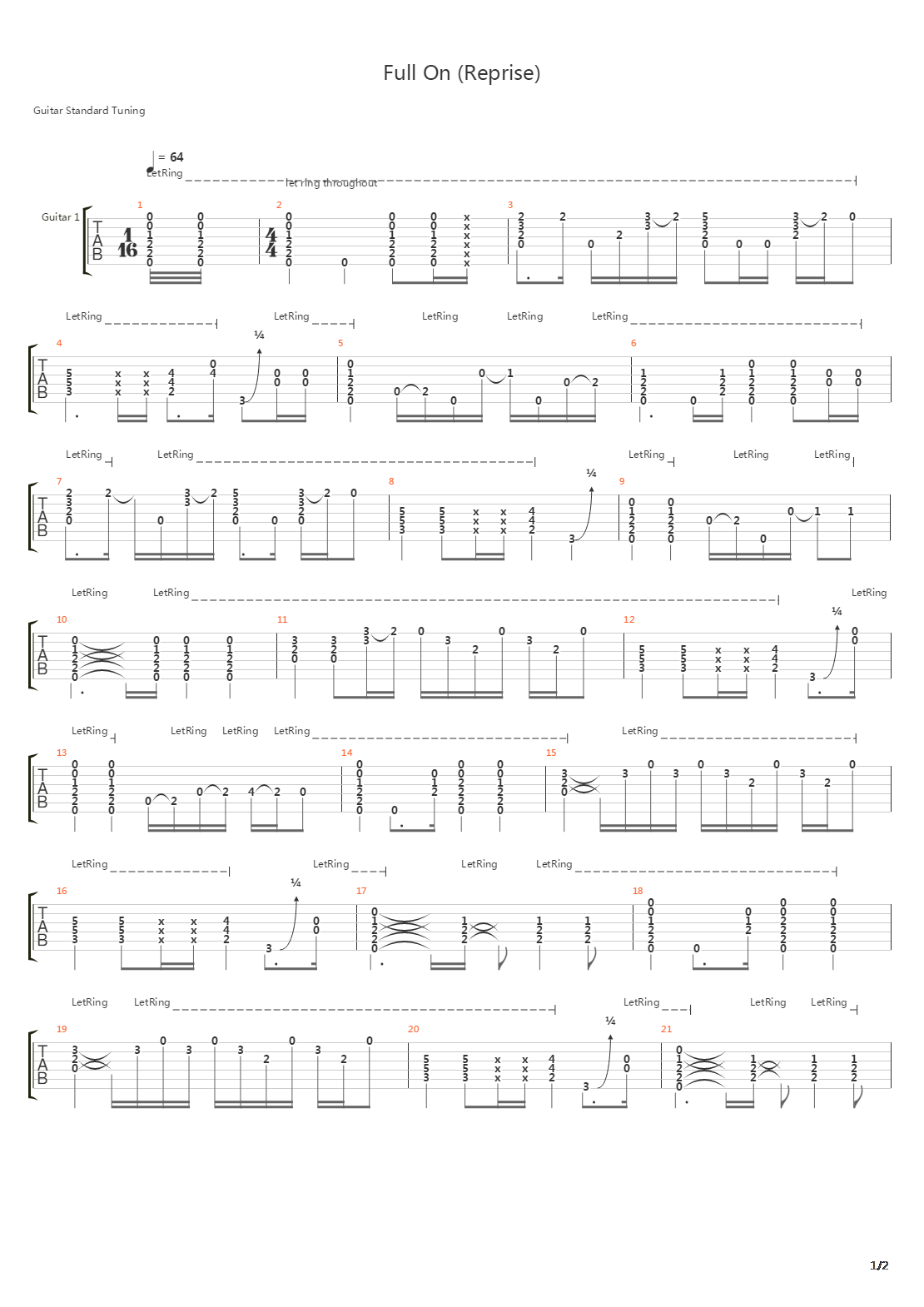 Full On Reprise吉他谱