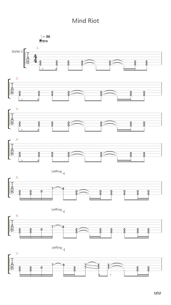 Mind Riot吉他谱