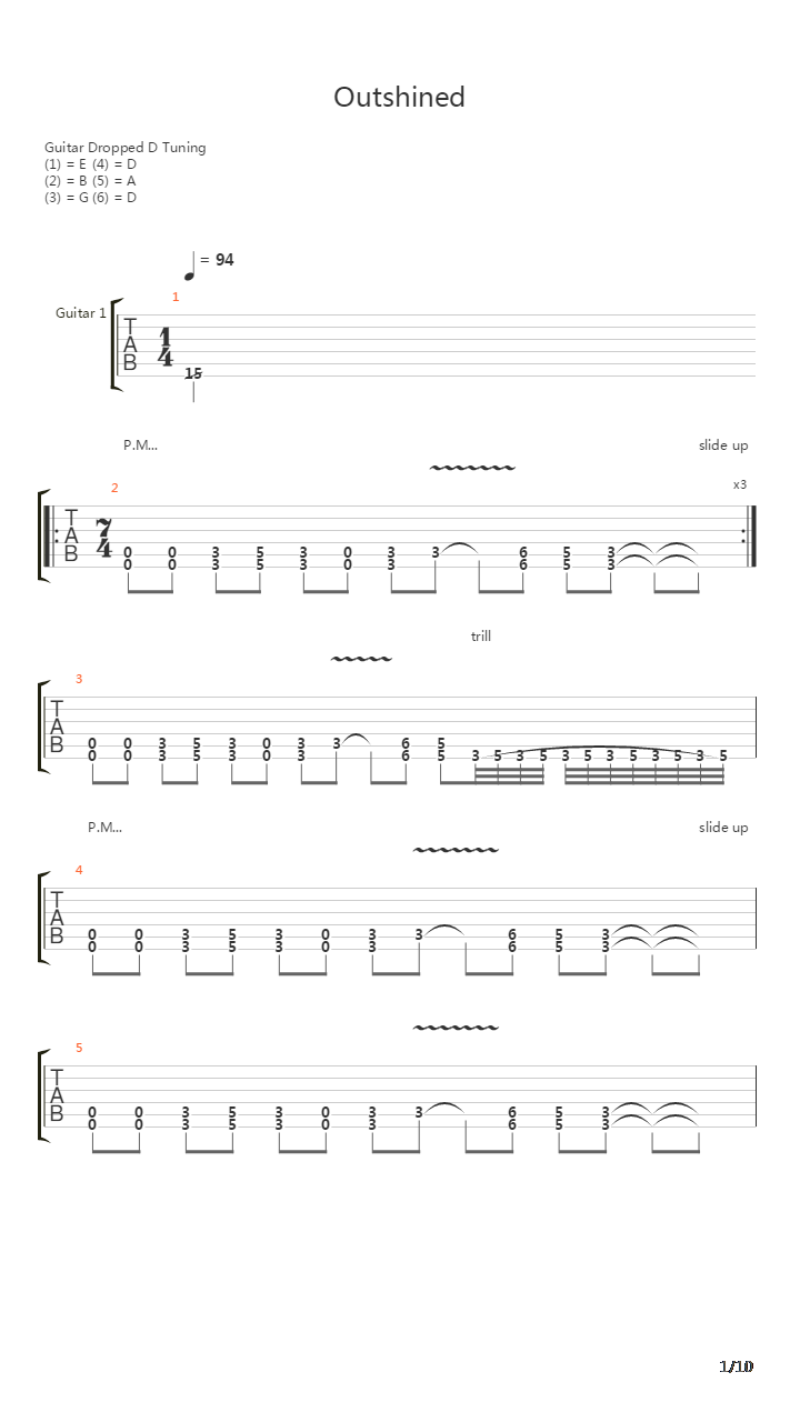 Outshined吉他谱