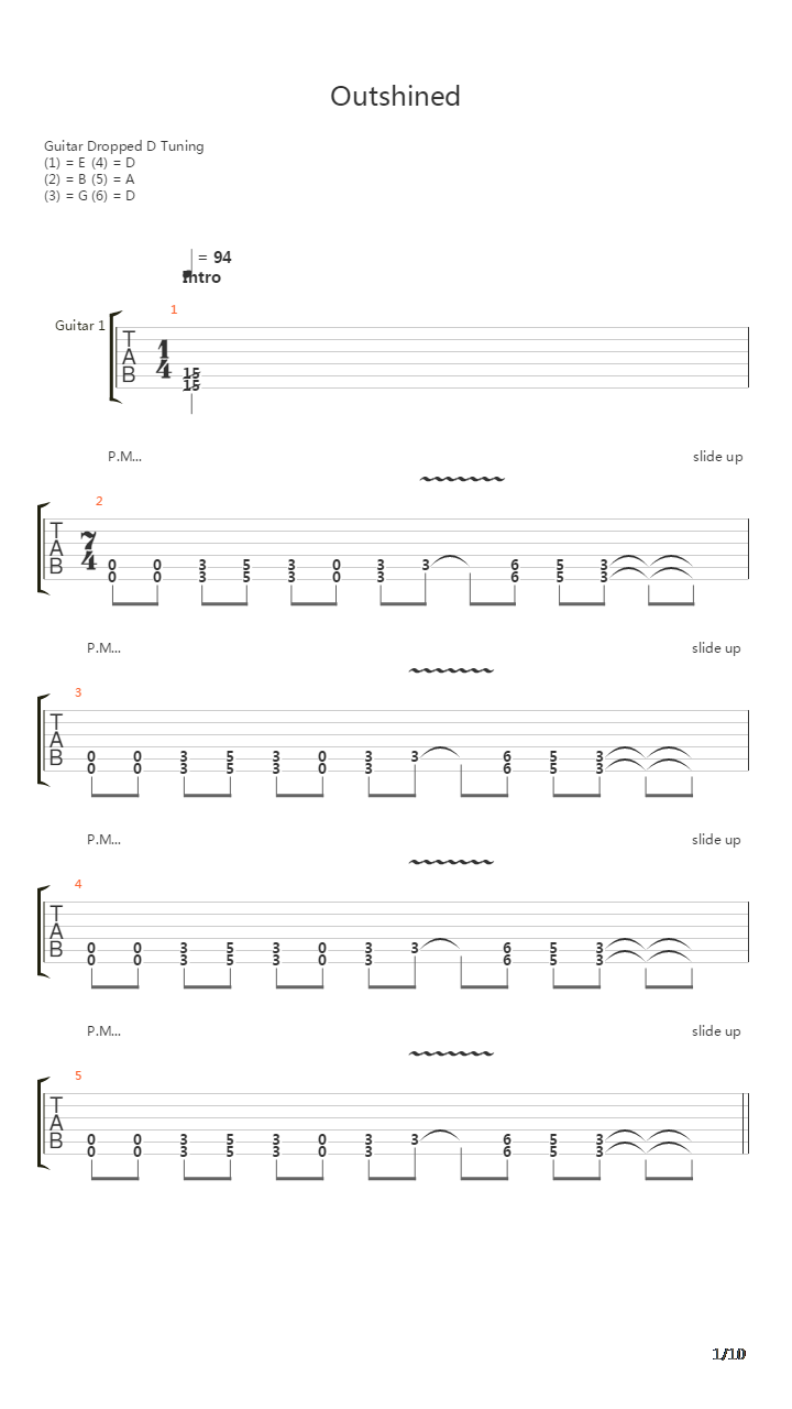 Outshined吉他谱