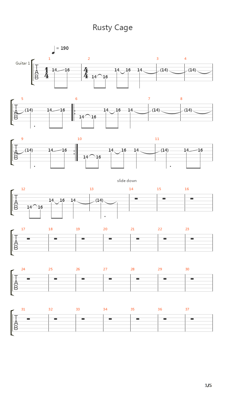 Rusty Cage吉他谱