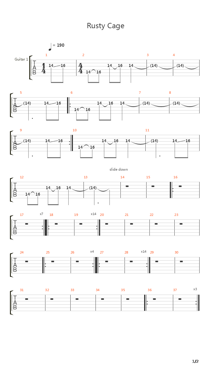 Rusty Cage吉他谱