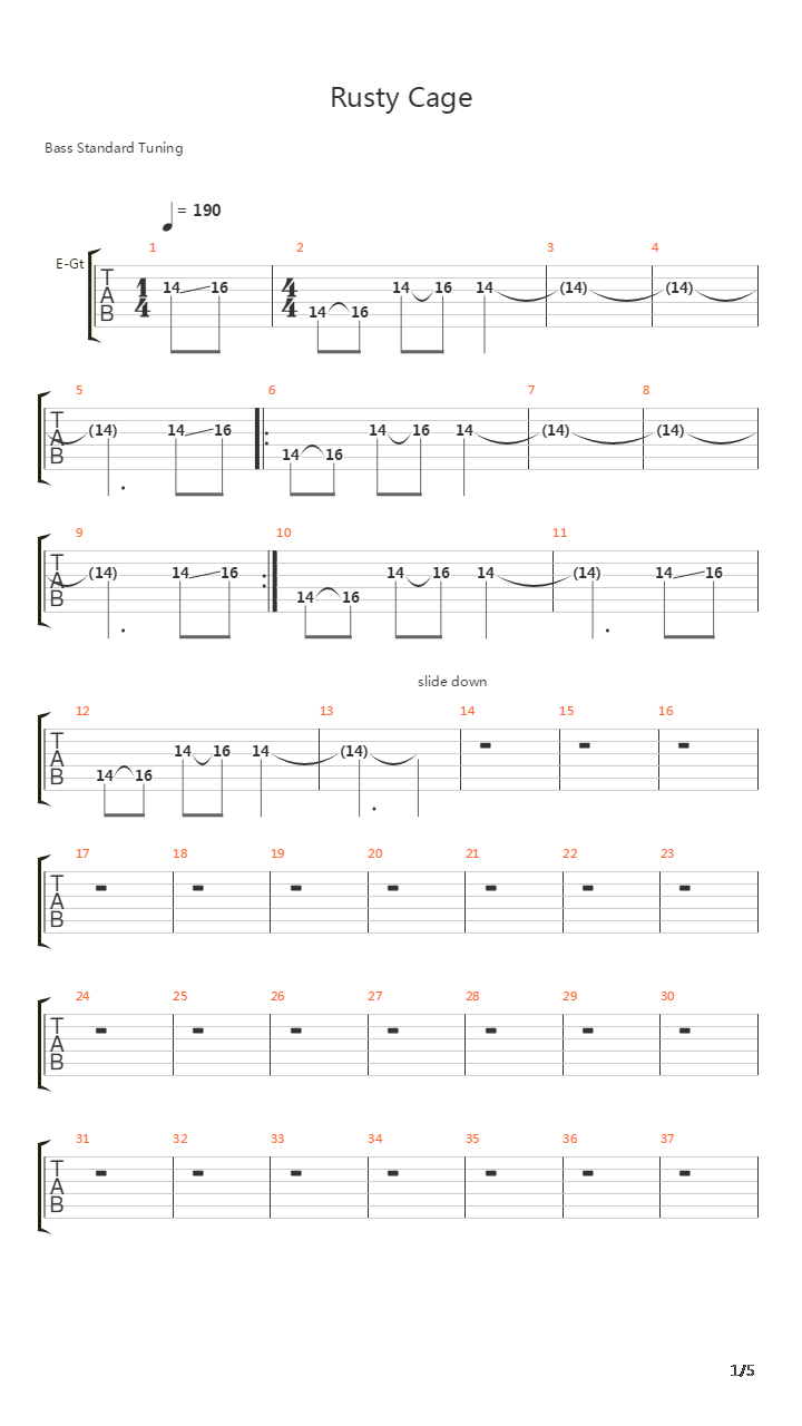 Rusty Cage吉他谱