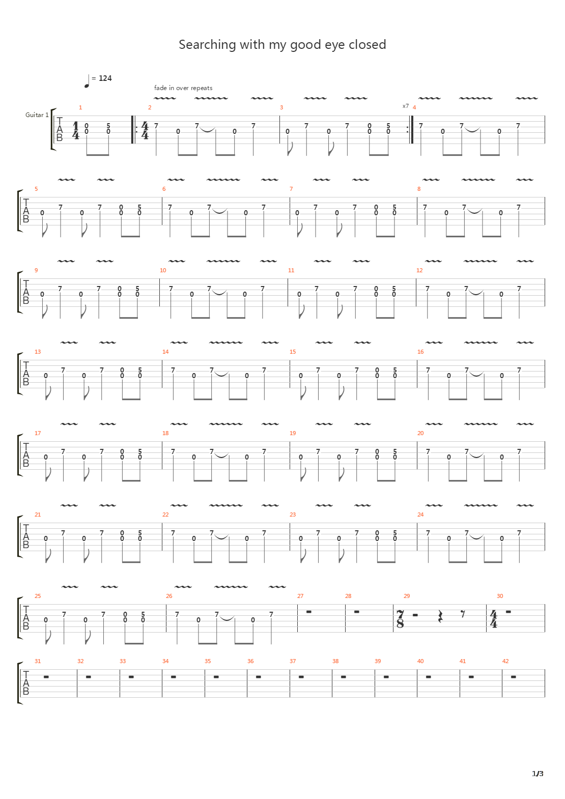 Searching With My Good Eye Closed吉他谱
