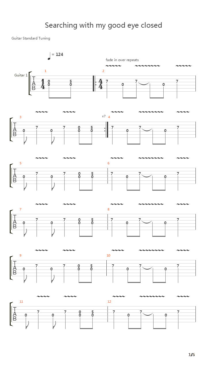 Searching With My Good Eye Closed吉他谱