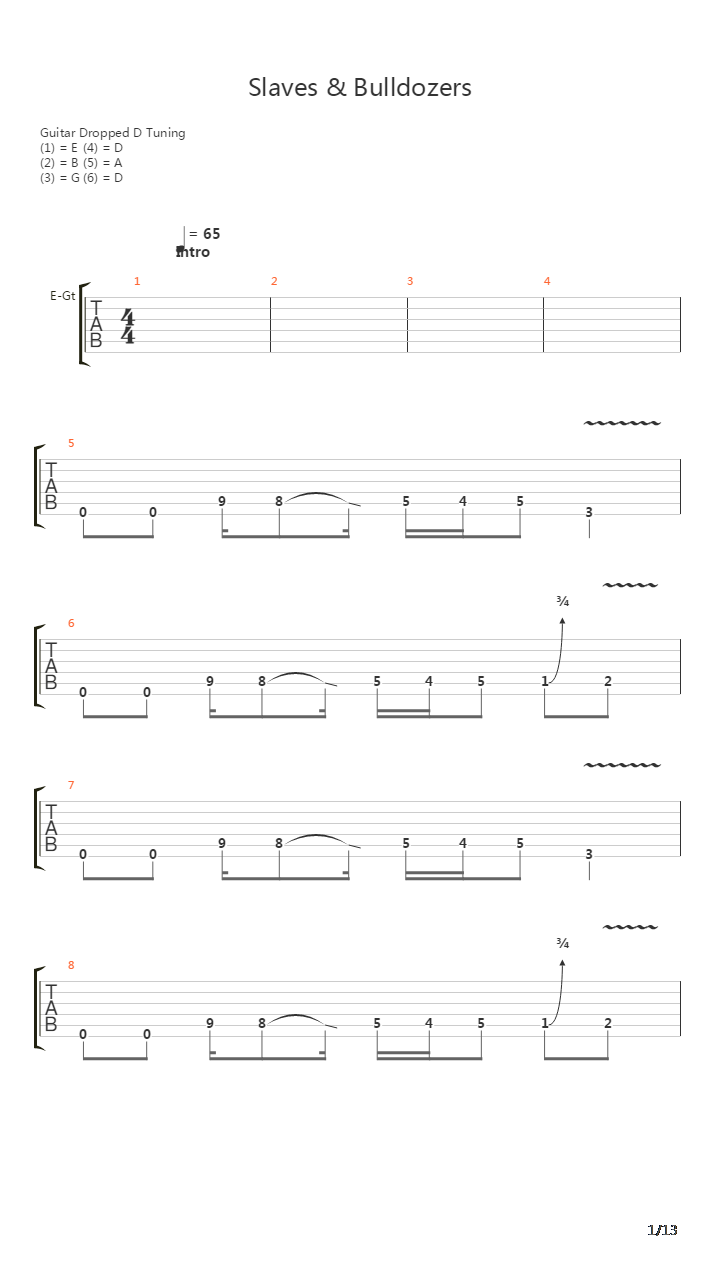 Slaves And Bulldozers吉他谱