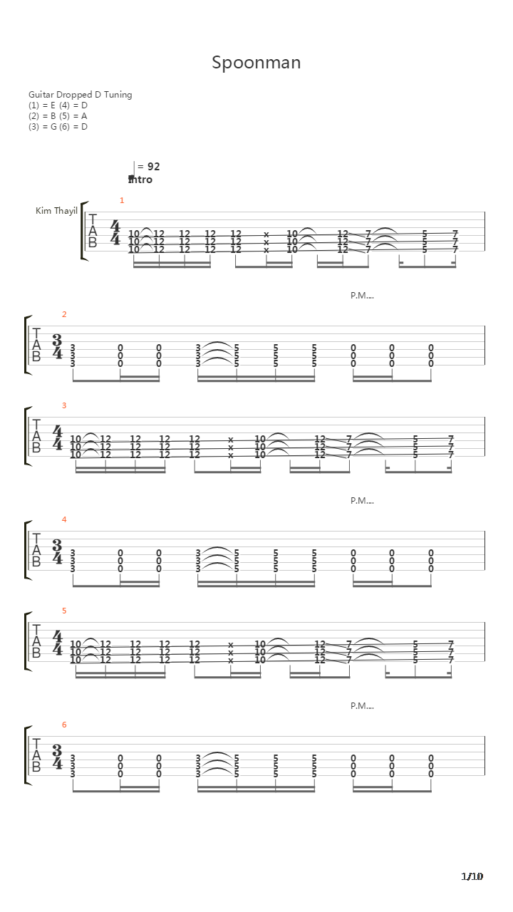 Spoonman吉他谱