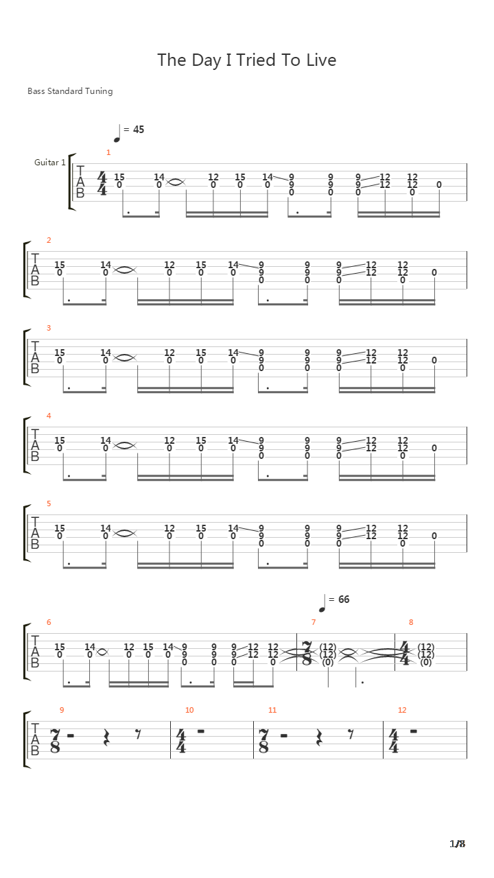 The Day I Tried To Live吉他谱