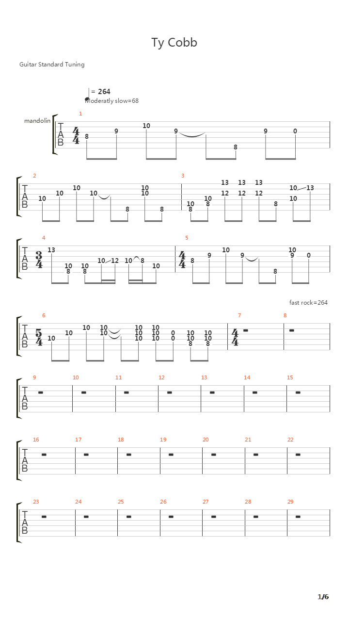 Ty Cobb吉他谱