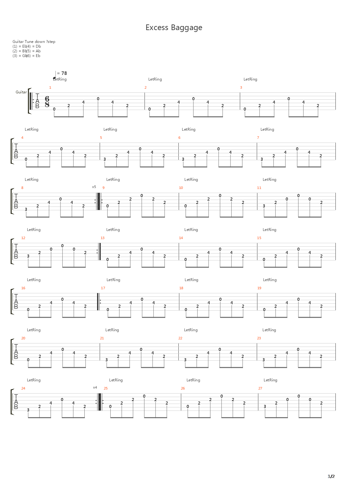 Excess Baggage吉他谱
