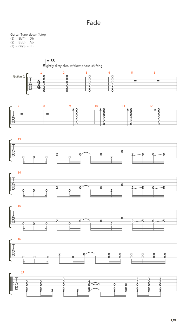 Fade吉他谱