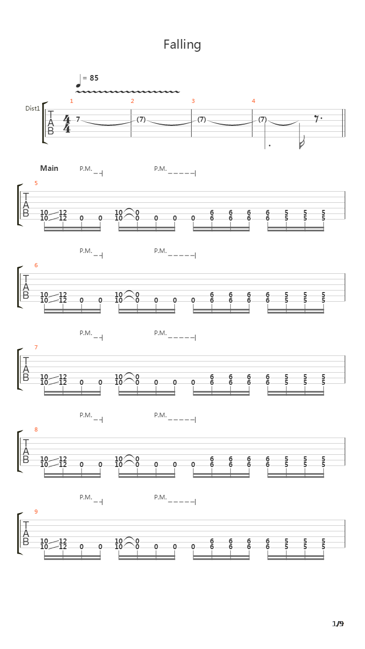 Falling吉他谱