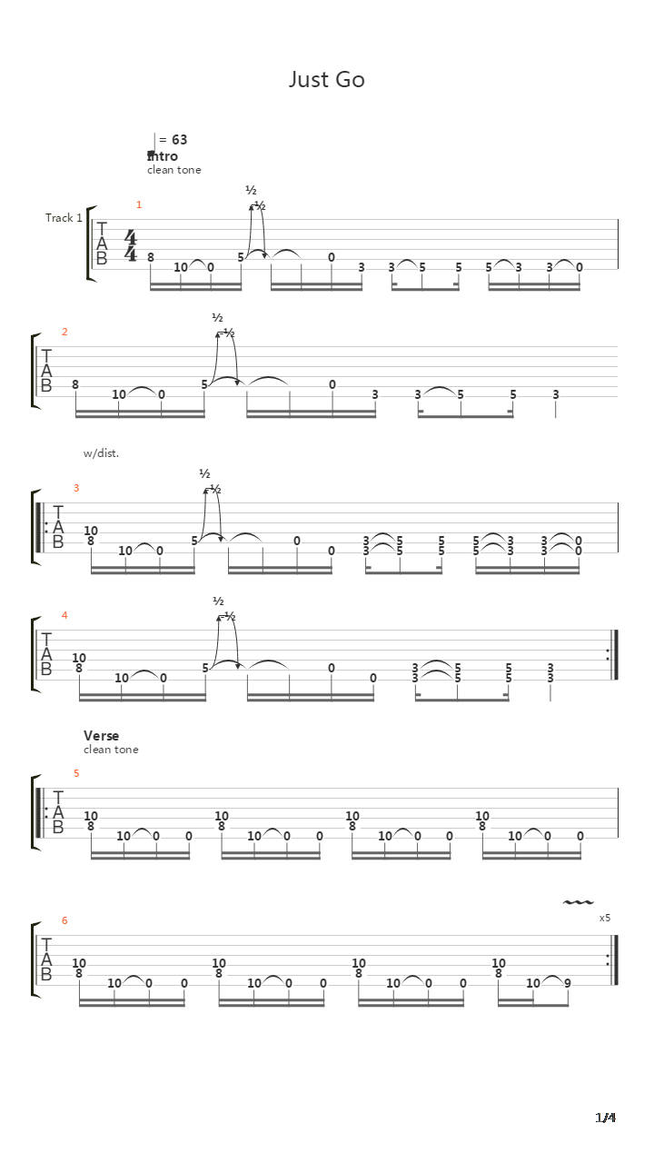 Just Go吉他谱