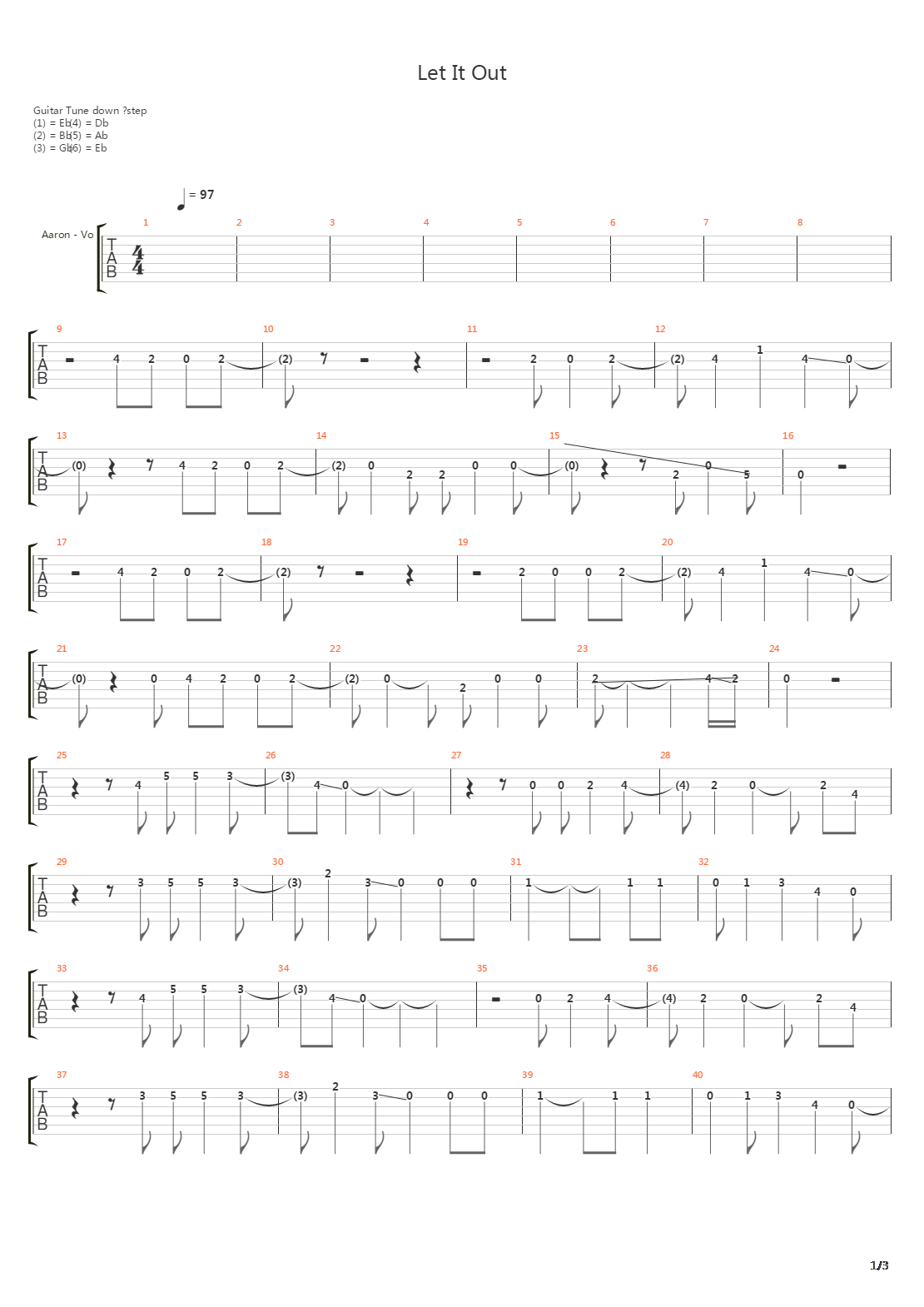 Let It Out吉他谱