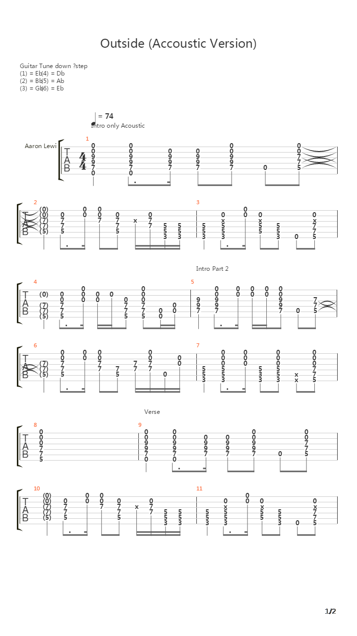 Outside Ft Fred Durst吉他谱