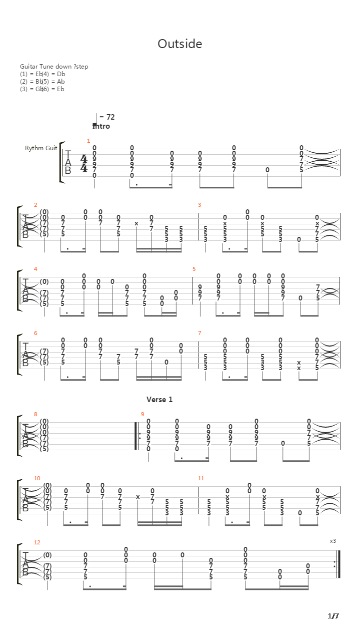 Outside Unplugged吉他谱
