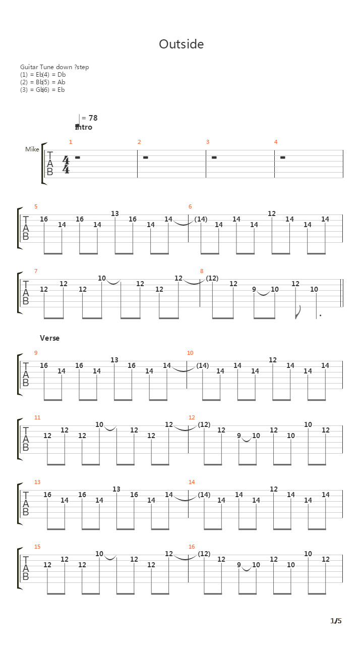Outside吉他谱