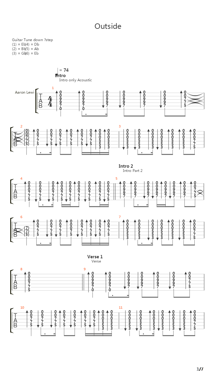 Outside吉他谱