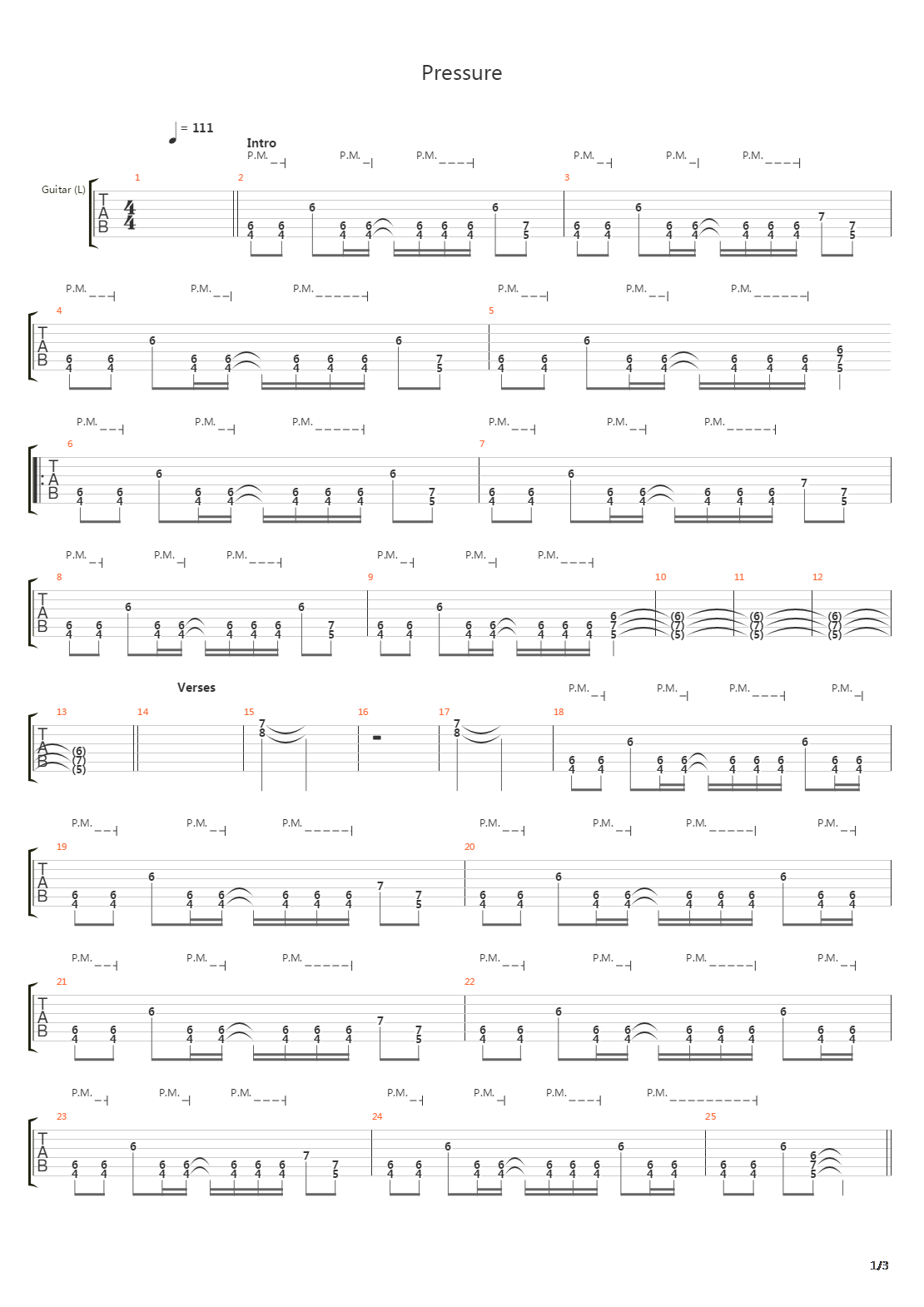 Pressure吉他谱