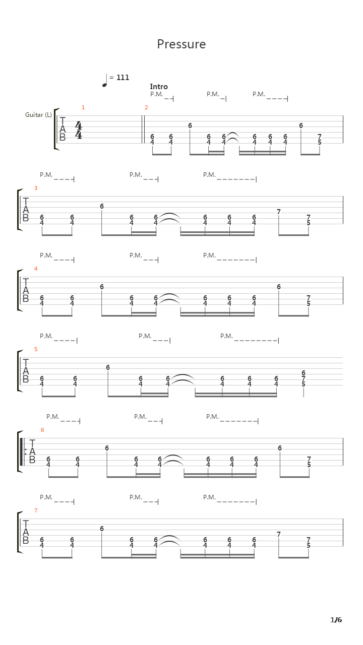 Pressure吉他谱