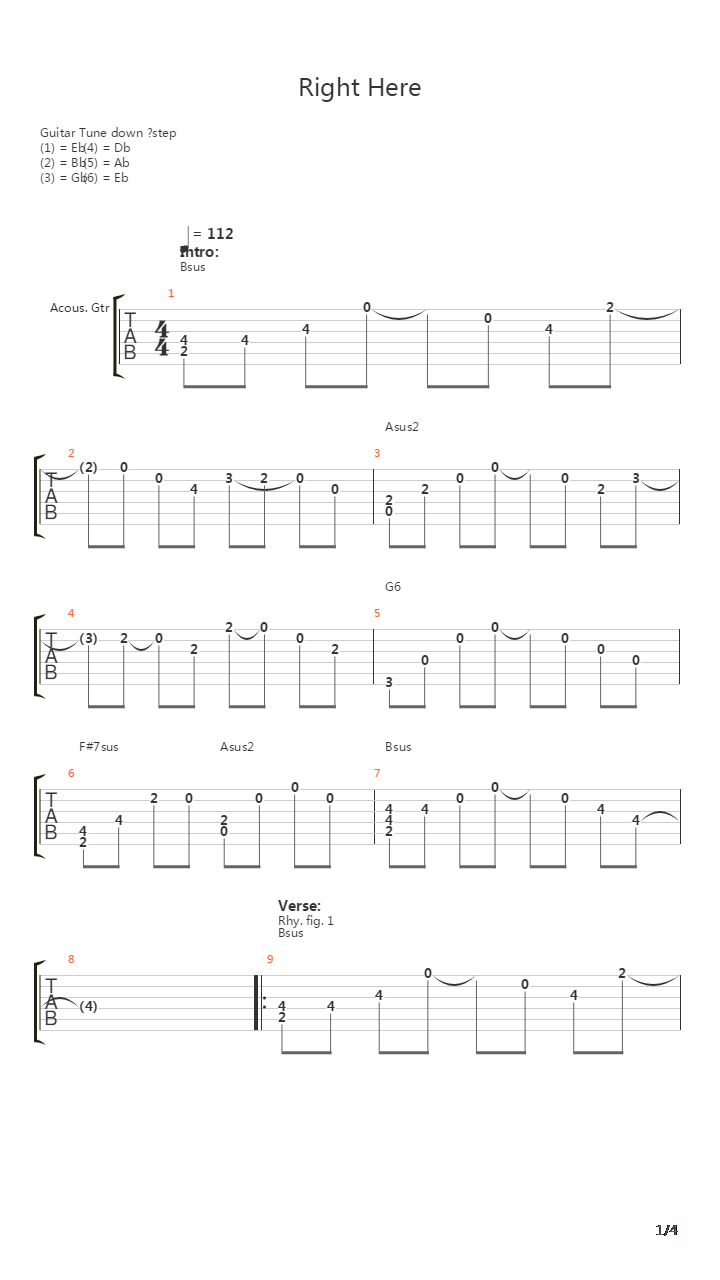 Right Here吉他谱