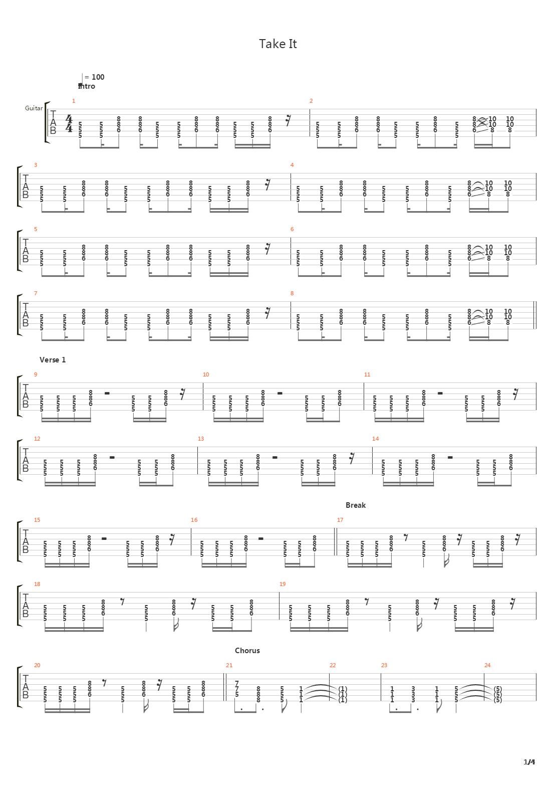 Take It吉他谱