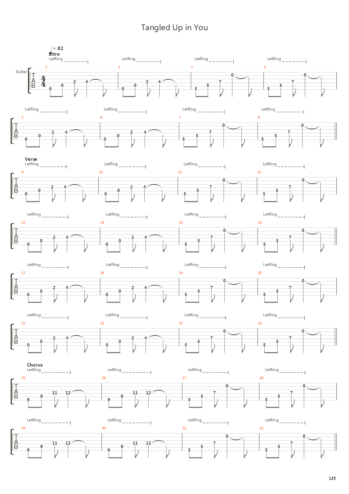Tangled Up In You吉他谱