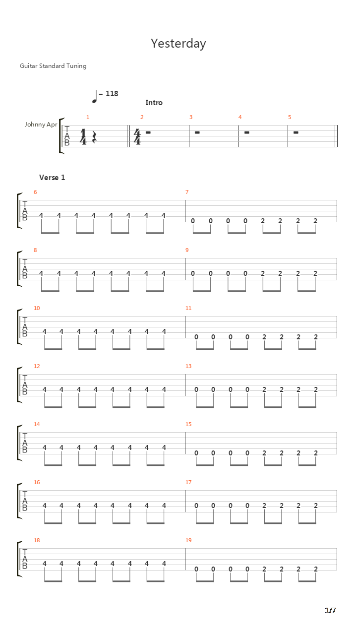 Yesterday吉他谱