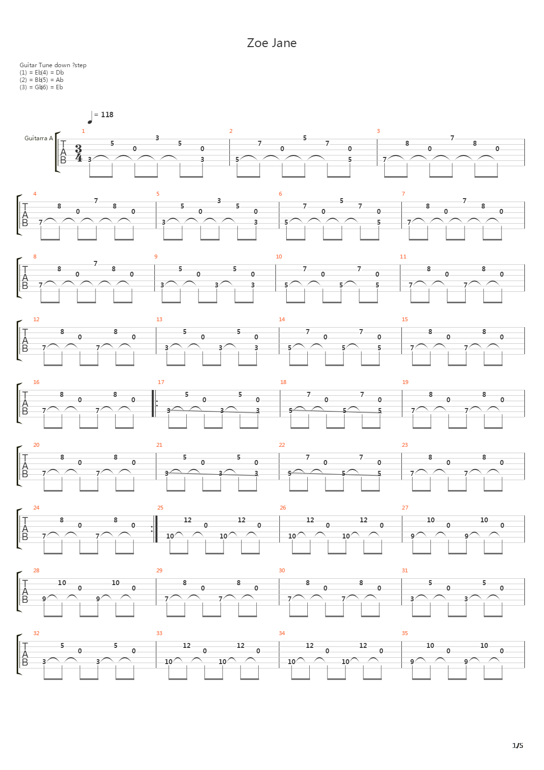 Zoe Jane吉他谱