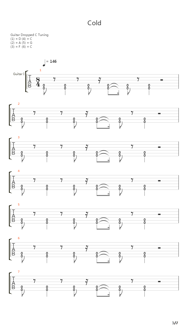 Cold吉他谱
