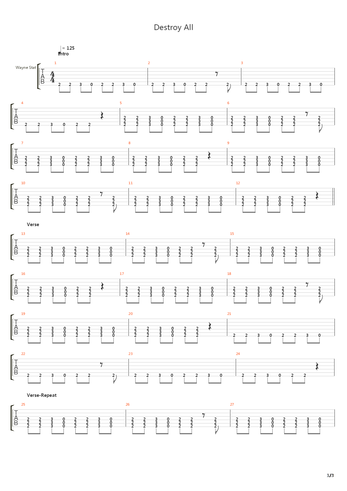 Destroy All吉他谱