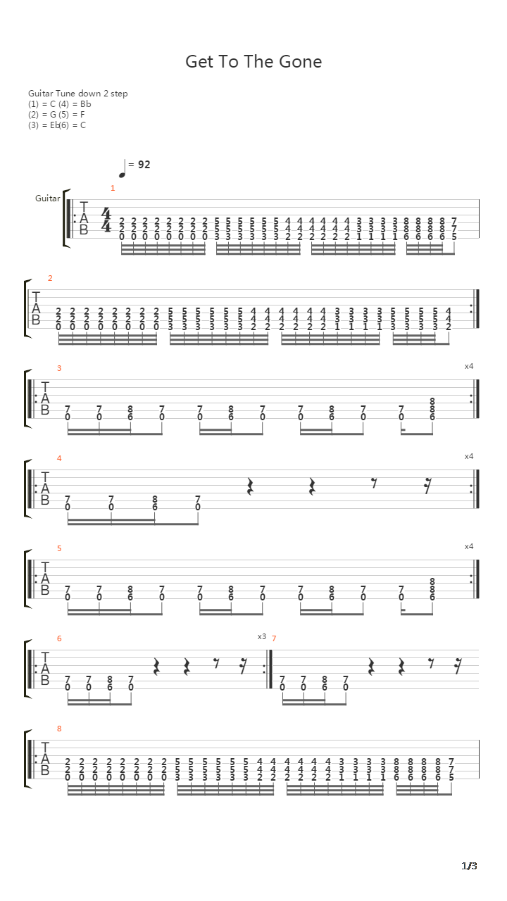 Get To The Gone吉他谱