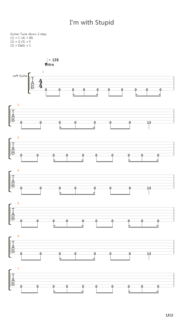 Im With Stupid吉他谱