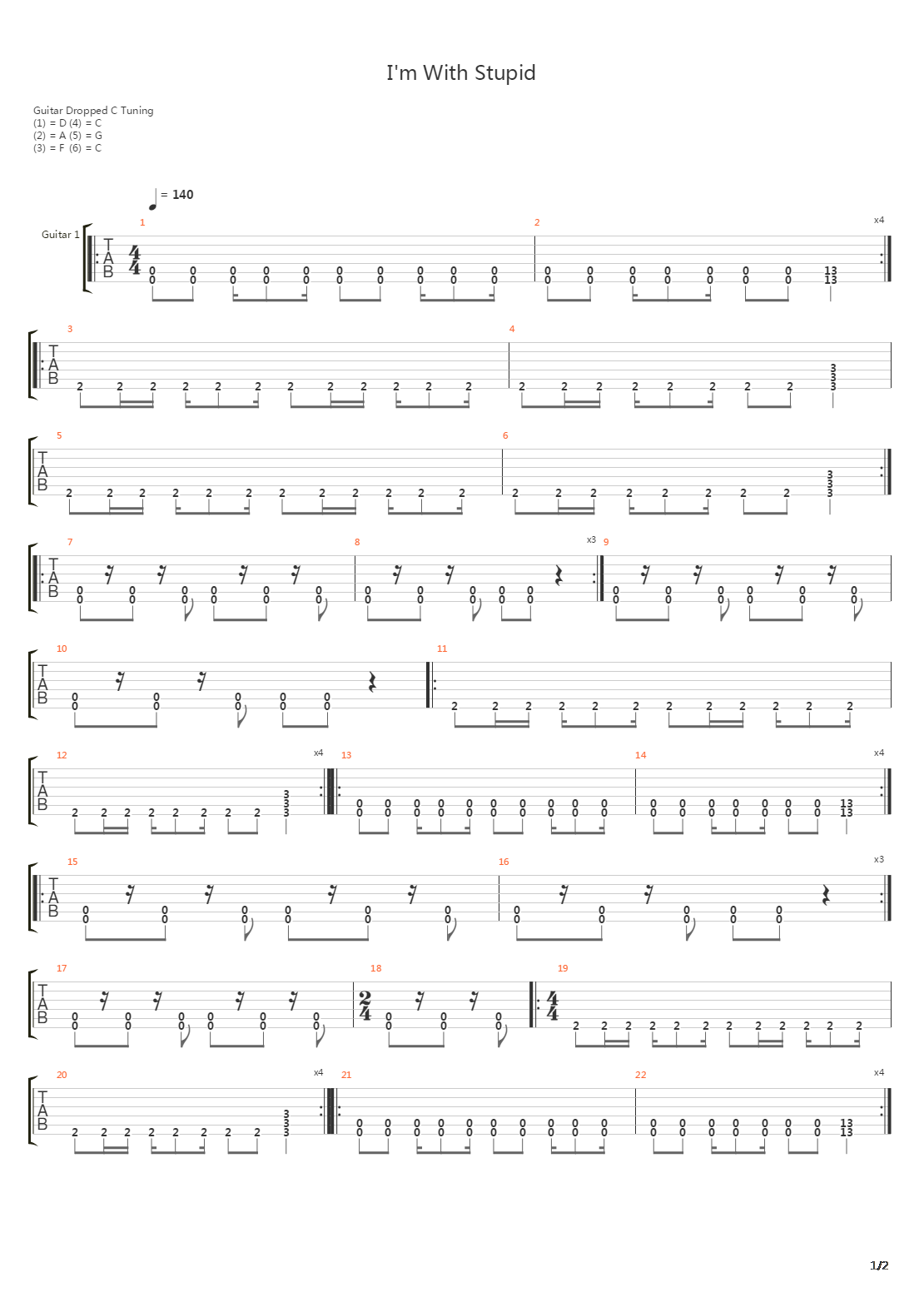 Im With Stupid吉他谱