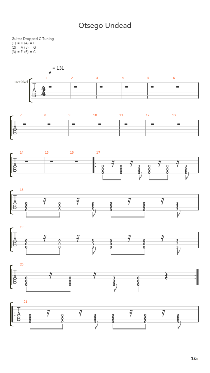 Otsego Undead吉他谱