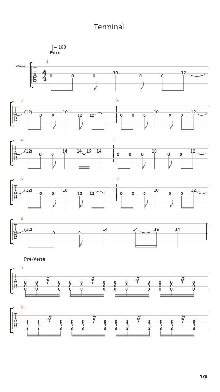 Terminal吉他谱