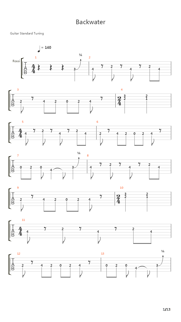 Backwater吉他谱