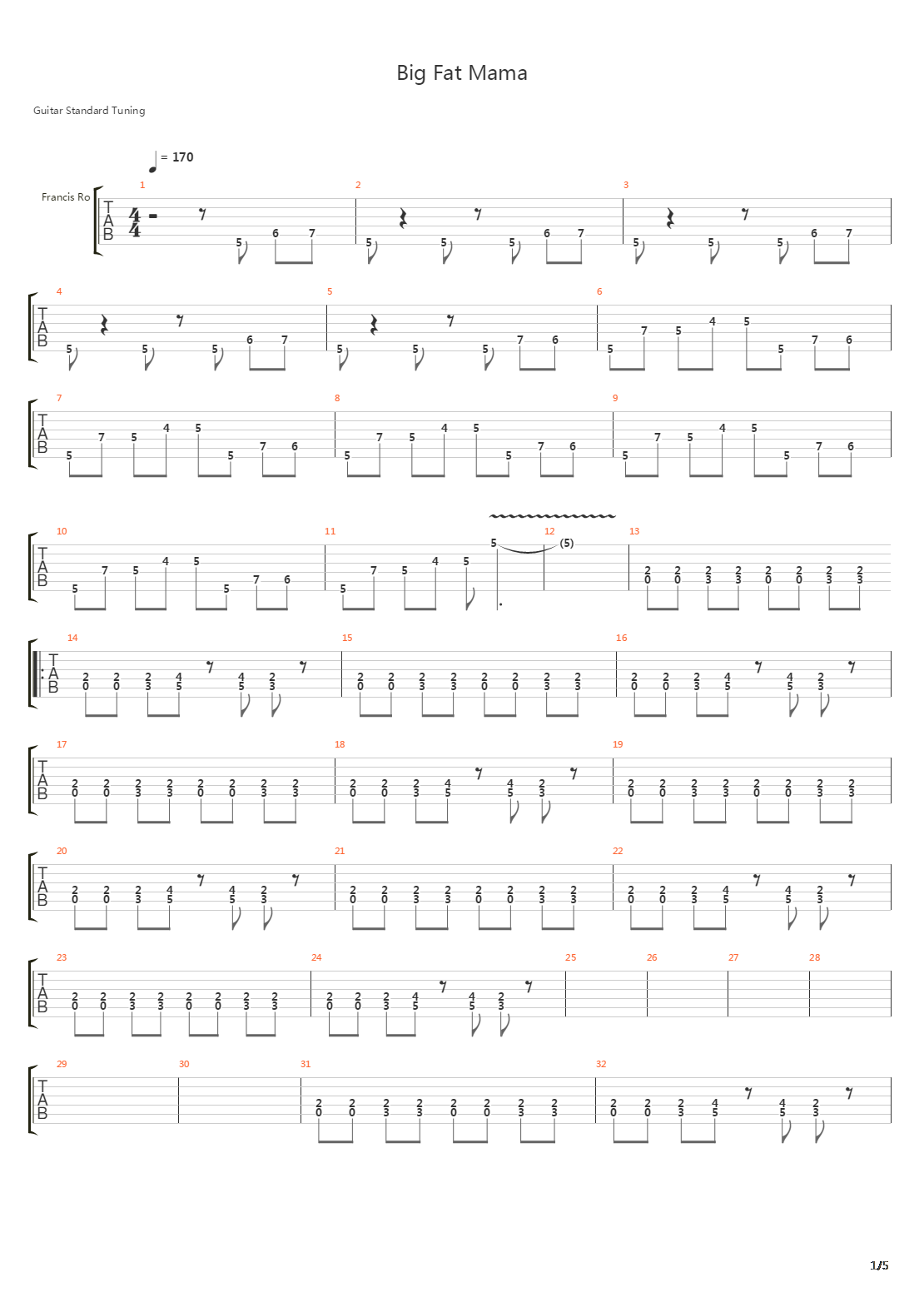 Big Fat Mama吉他谱