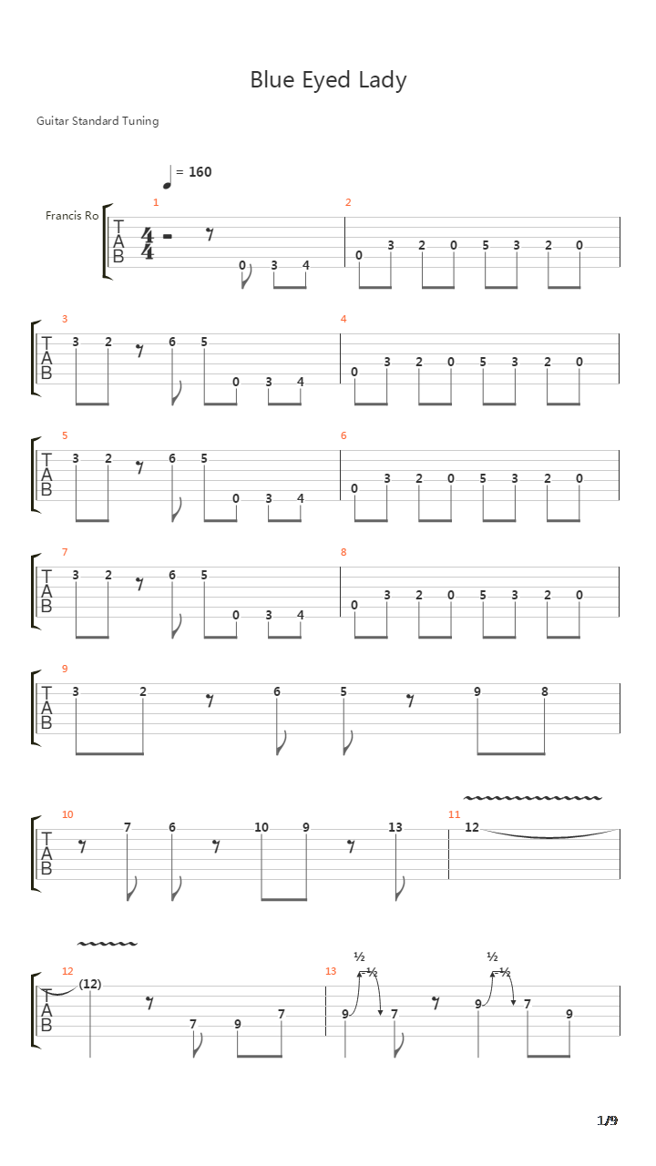 Blue Eyed Lady吉他谱