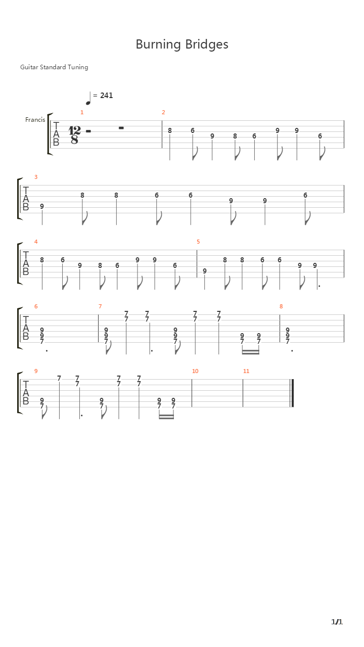 Burning Bridges吉他谱