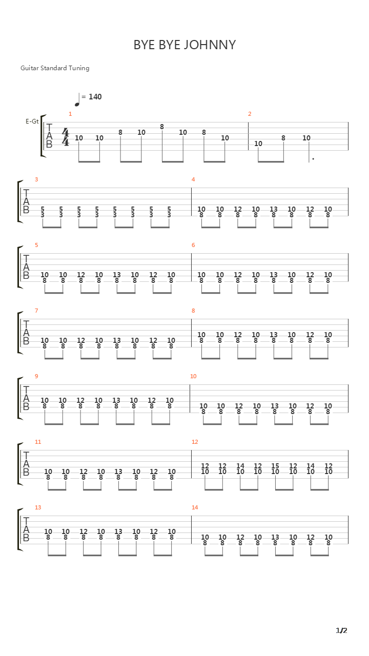 Bye Bye Johnny吉他谱