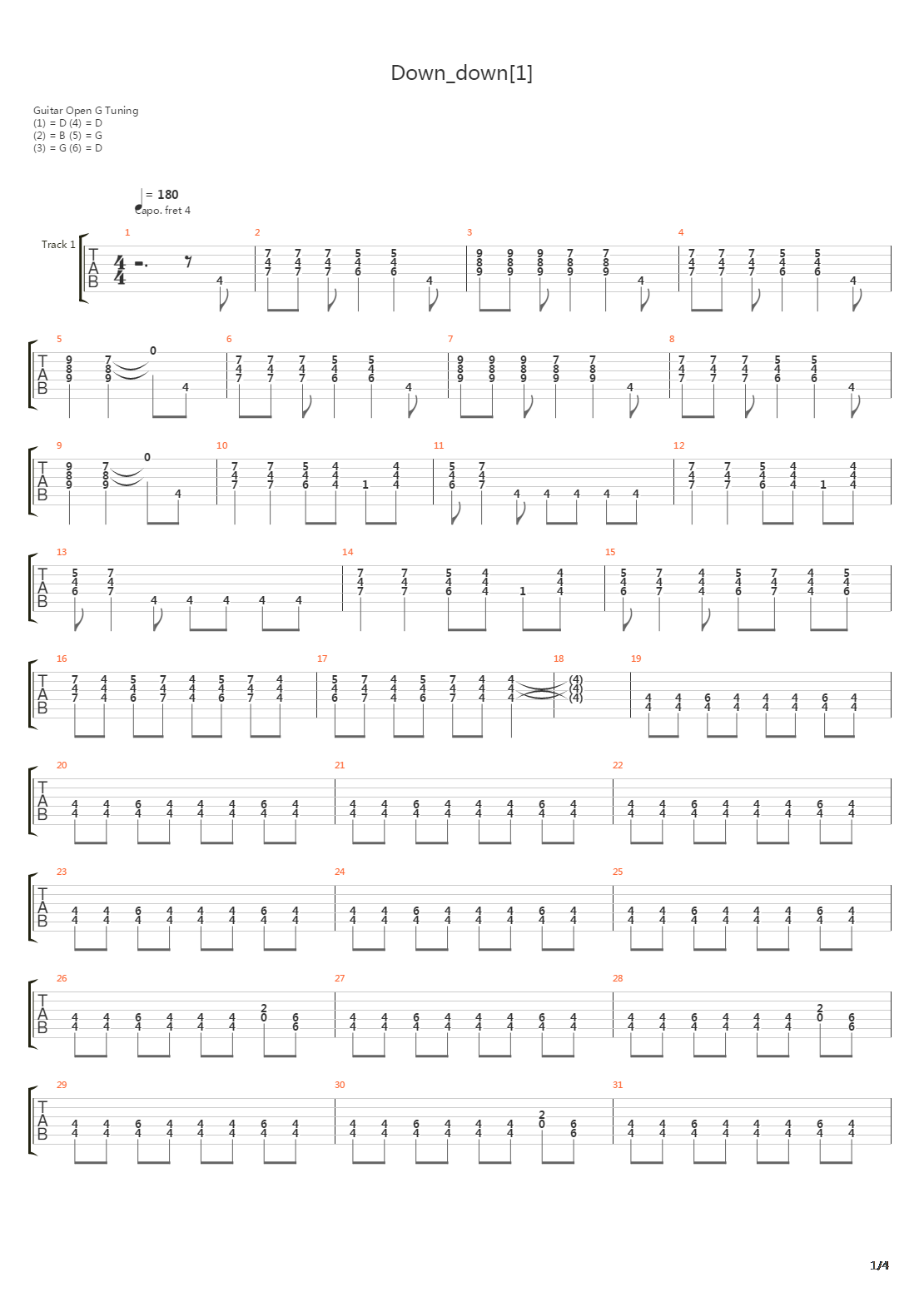 Down Down吉他谱
