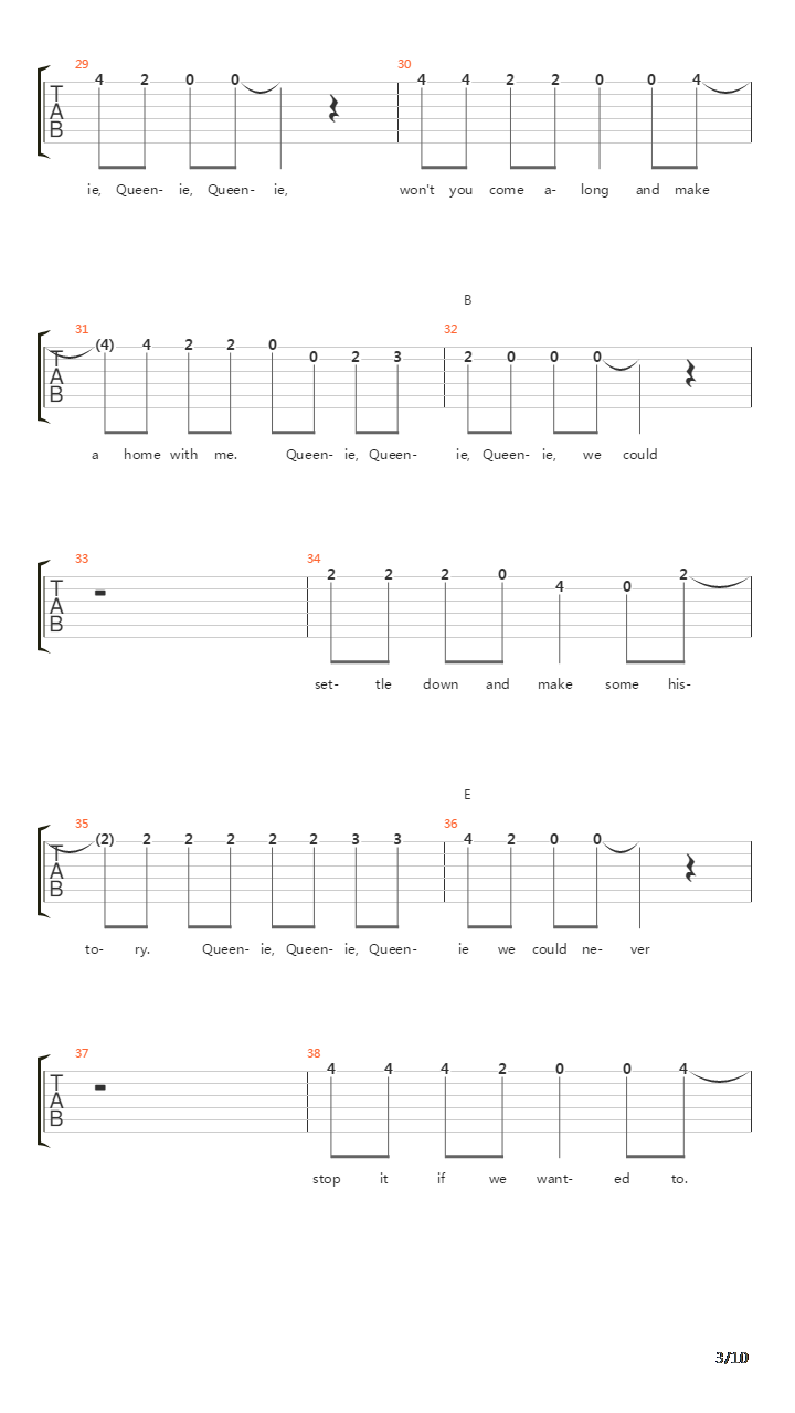 Queenie吉他谱