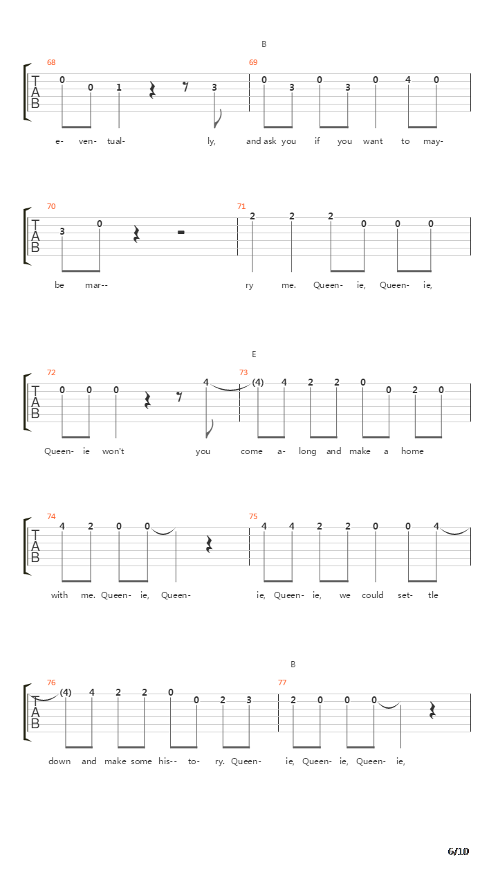 Queenie吉他谱