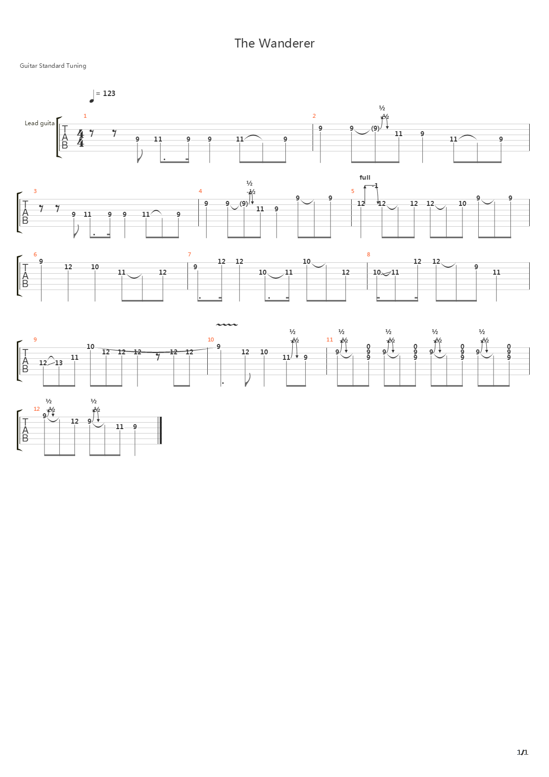 Wanderer吉他谱