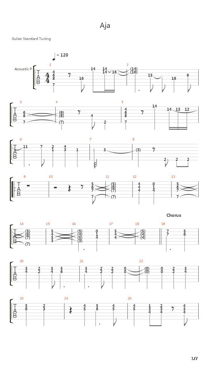 Aja吉他谱