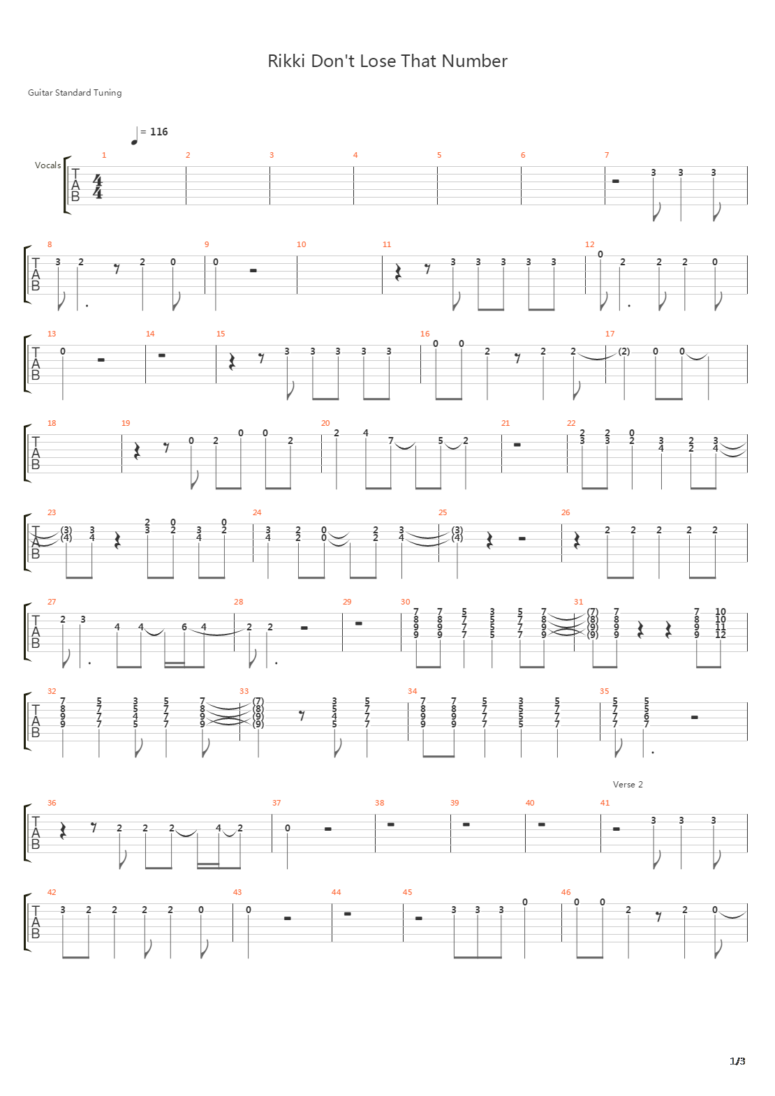 Rikki Dont Lose That Number吉他谱